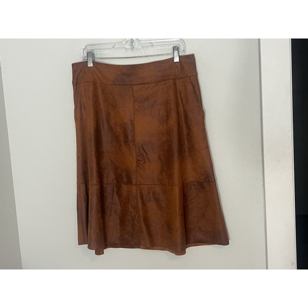 Ronen Chen Faux Suede Skirt Tan Orange